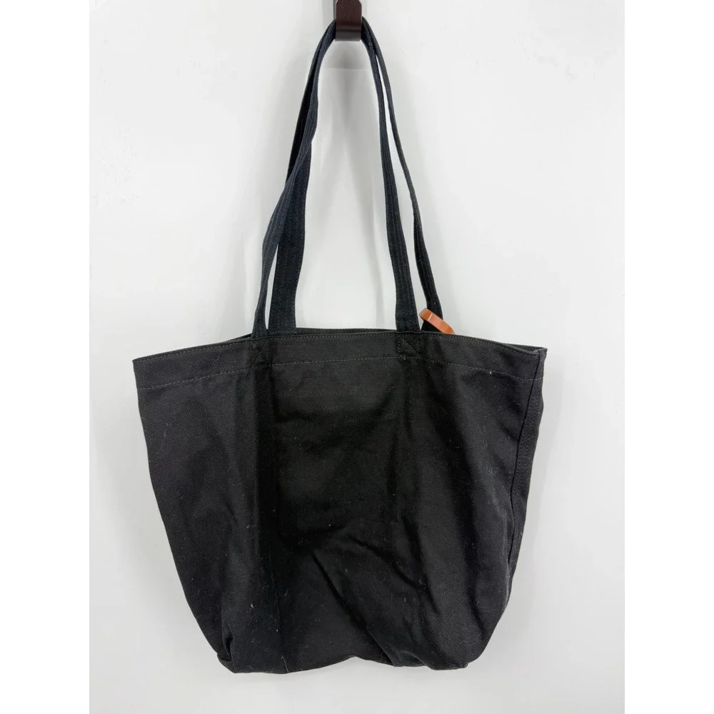 Old Navy‎ Anna Sui Canvas Tote Bag Women OS Black Floral Logo Butterfly Charm